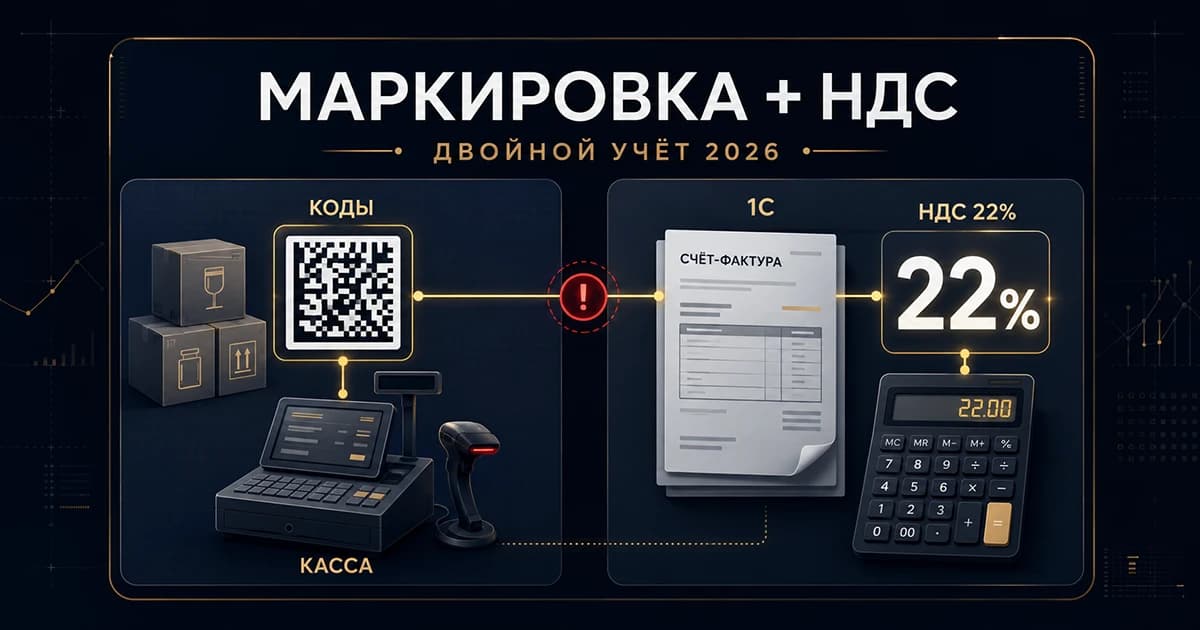 Маркировка + НДС 22%: двойной учёт для розницы в 2026 году