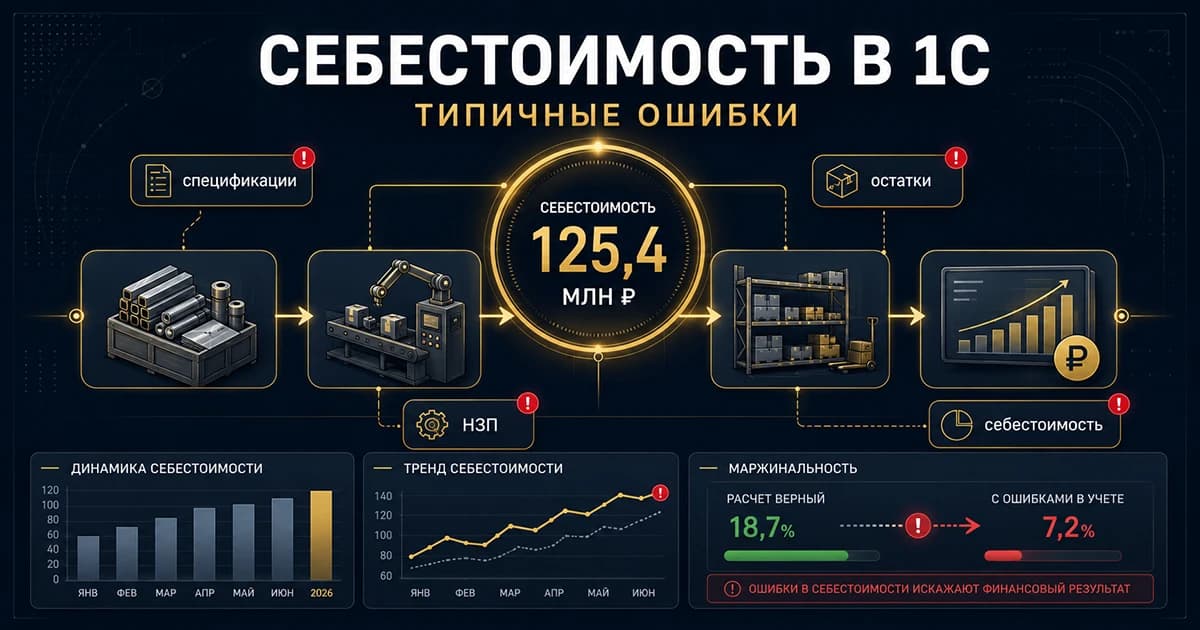 Себестоимость в 1С: 7 типичных ошибок производственной компании