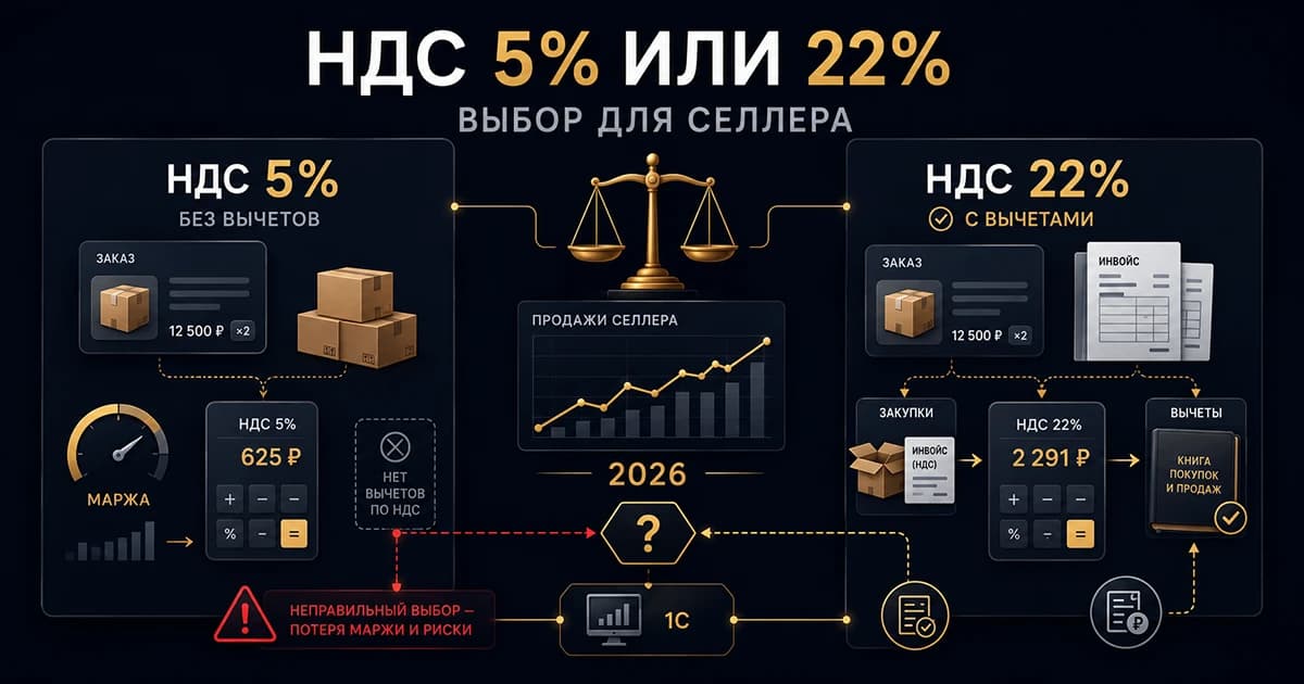 Спецставка 5% или общая 22%: расчёт для селлера — какая ставка НДС выгоднее на маркетплейсах