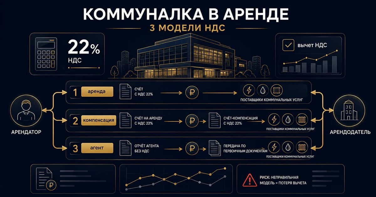 Коммуналка в аренде 2026: 3 модели, которые по-разному влияют на НДС
